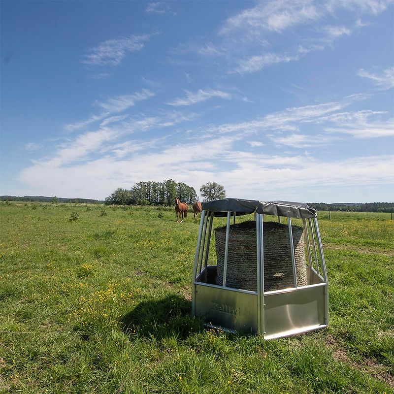 Kellfri Rundraufe Futterraufe Heuraufe mit Plane 12 Plätze